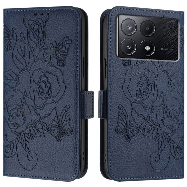 For Redmi K70E / Xiaomi Poco X6 Pro Embossed Rose RFID Anti-theft Leather Phone Case