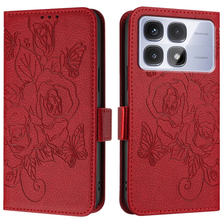 For Redmi K70 Ultra 5G Global Embossed Rose RFID Anti-theft Leather Phone Case