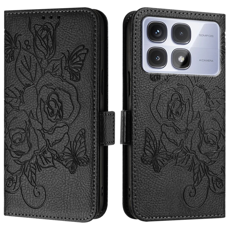 For Redmi K70 Ultra 5G Global Embossed Rose RFID Anti-theft Leather Phone Case