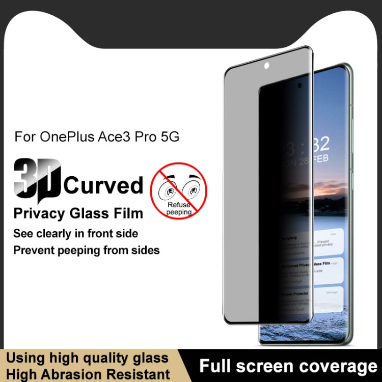 For OnePlus Ace 3 Pro imak 3D Curved HD Full Screen Anti-spy Tempered Glass Protective Film
