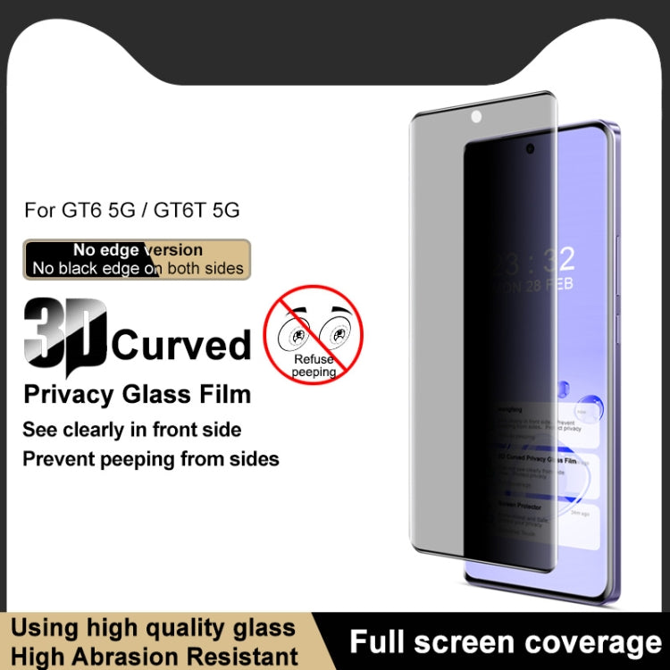 For Realme GT 6T 5G Global imak No Edge Version 3D Curved Privacy Full Screen Tempered Glass Film