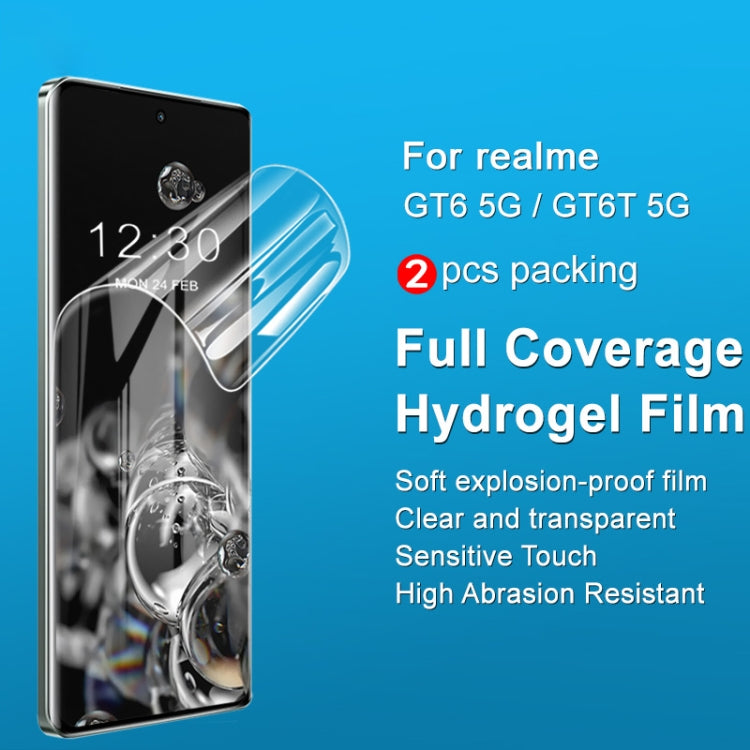 For Realme GT 6 5G Global 2pcs/Set imak Curved Full Screen Hydrogel Film Protector