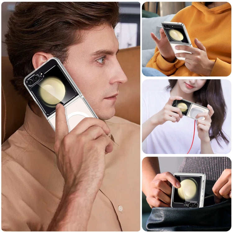 For Samsung Galaxy Z Flip5 5G MagSafe Transparent Shockproof PC Folding Phone Case
