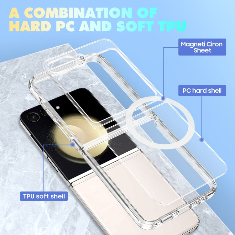 For Samsung Galaxy Z Flip4 5G MagSafe Transparent Shockproof PC Folding Phone Case