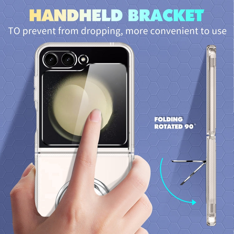 For Samsung Galaxy Z Flip5 5G MagSafe Transparent PC Folding Phone Case with Ring Holder