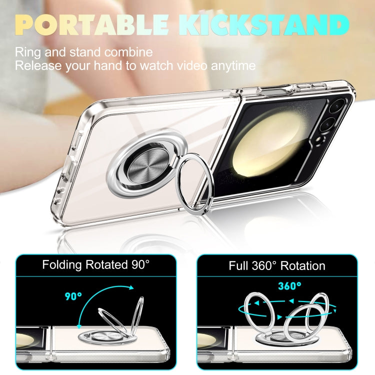 For Samsung Galaxy Z Flip4 5G MagSafe Transparent PC Folding Phone Case with Ring Holder