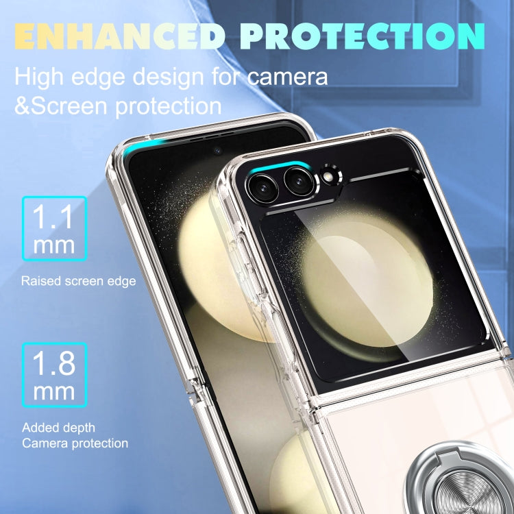 For Samsung Galaxy Z Flip3 5G MagSafe Transparent PC Folding Phone Case with Ring Holder