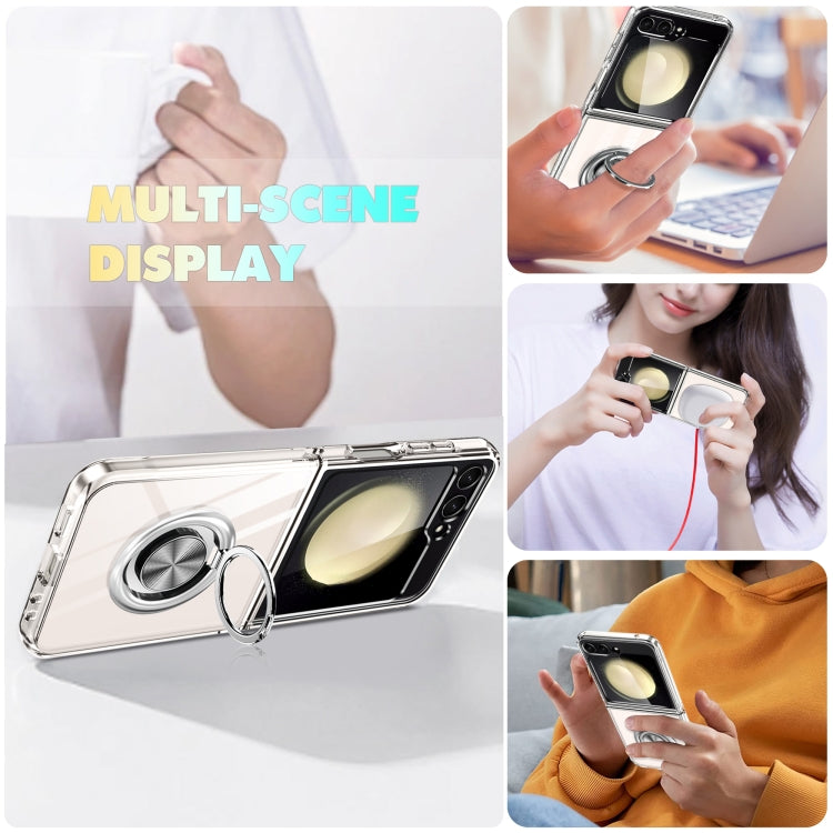 For Samsung Galaxy Z Flip3 5G MagSafe Transparent PC Folding Phone Case with Ring Holder