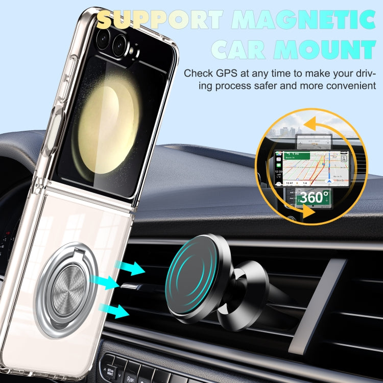 For Samsung Galaxy Z Flip3 5G MagSafe Transparent PC Folding Phone Case with Ring Holder