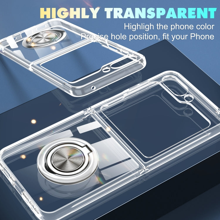 For Samsung Galaxy Z Flip3 5G MagSafe Transparent PC Folding Phone Case with Ring Holder