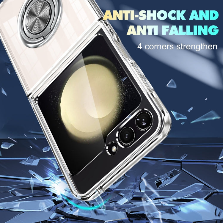 For Samsung Galaxy Z Flip3 5G MagSafe Transparent PC Folding Phone Case with Ring Holder