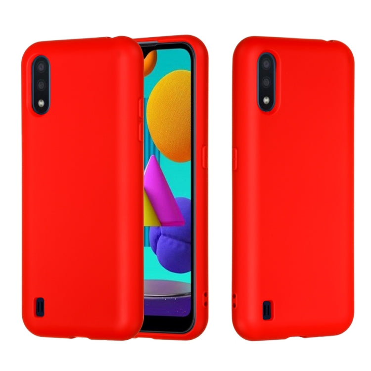 For Samsung Galaxy M01 Solid Color Liquid Silicone Shockproof Full Coverage Mobile Phone Protective Case