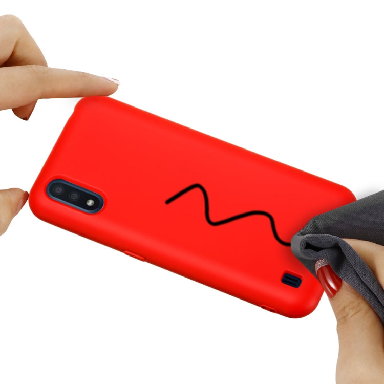 For Samsung Galaxy M01 Solid Color Liquid Silicone Shockproof Full Coverage Mobile Phone Protective Case