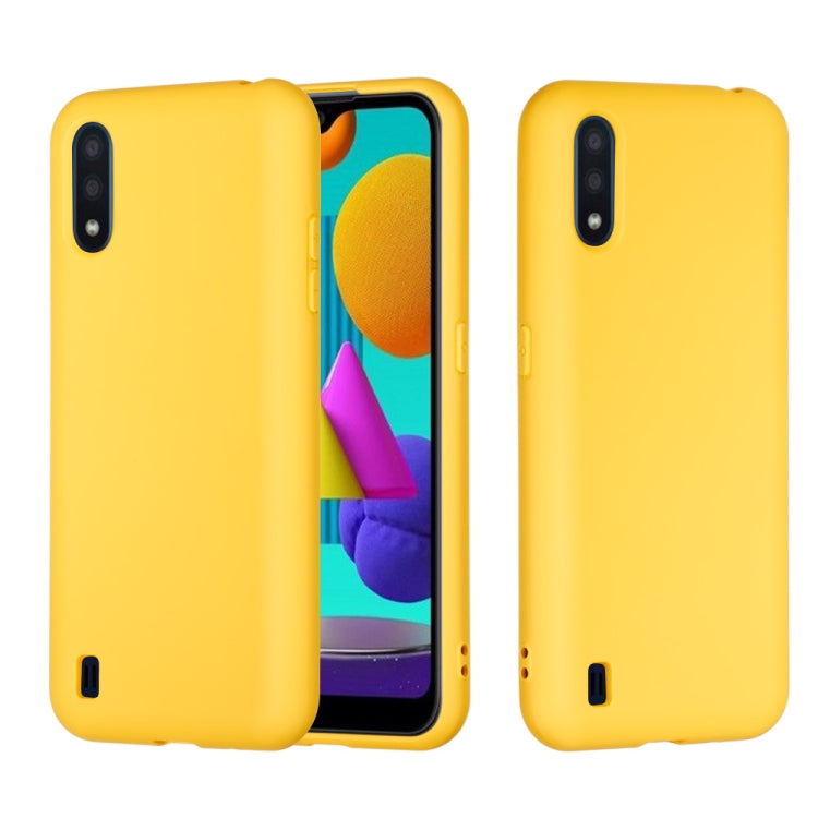 For Samsung Galaxy M01 Solid Color Liquid Silicone Shockproof Full Coverage Mobile Phone Protective Case