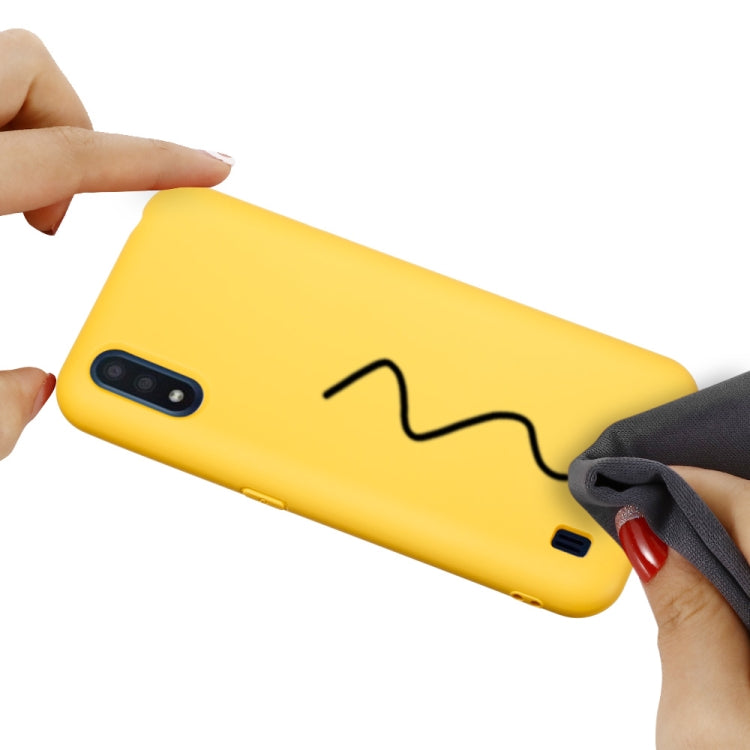 For Samsung Galaxy M01 Solid Color Liquid Silicone Shockproof Full Coverage Mobile Phone Protective Case
