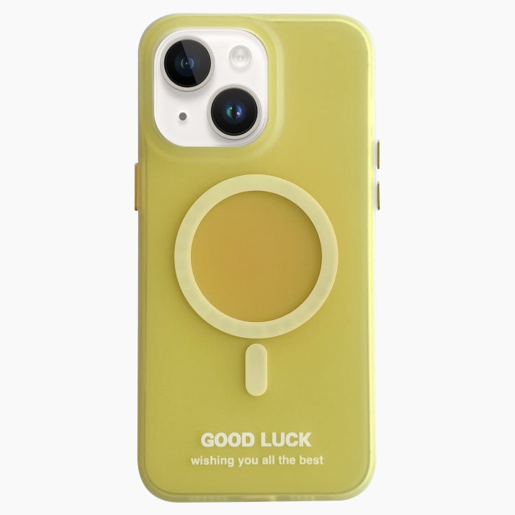 For iPhone 14 Double-Layer Frosted IMD Macaron Color MagSafe Phone Case