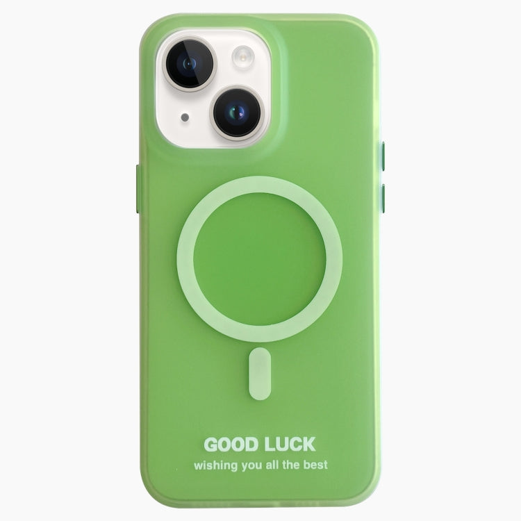 For iPhone 14 Double-Layer Frosted IMD Macaron Color MagSafe Phone Case