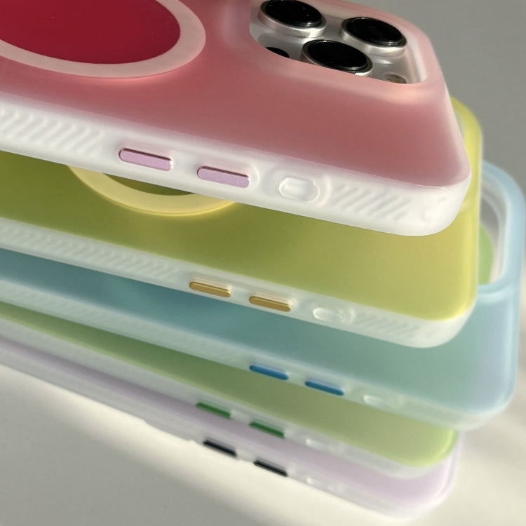 For iPhone 14 Pro Max Double-Layer Frosted IMD Macaron Color MagSafe Phone Case