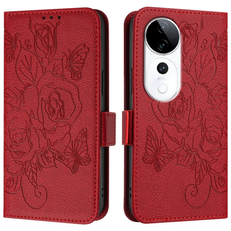 For vivo S19 Pro Embossed Rose RFID Anti-theft Leather Phone Case
