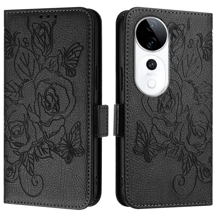 For vivo S19 Pro Embossed Rose RFID Anti-theft Leather Phone Case