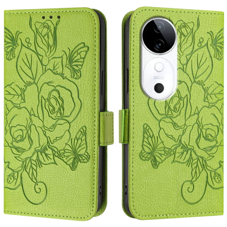 For vivo S19 Embossed Rose RFID Anti-theft Leather Phone Case