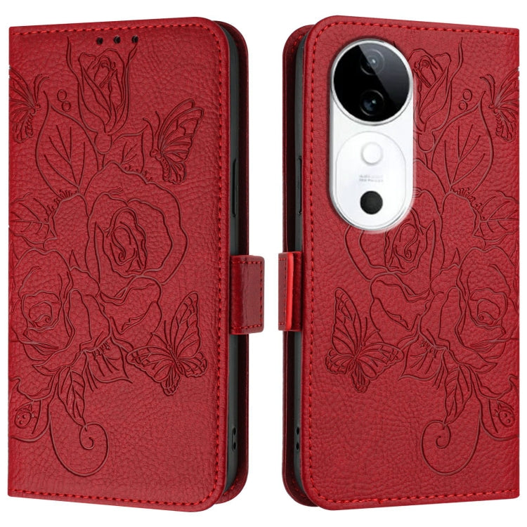 For vivo S19 Embossed Rose RFID Anti-theft Leather Phone Case
