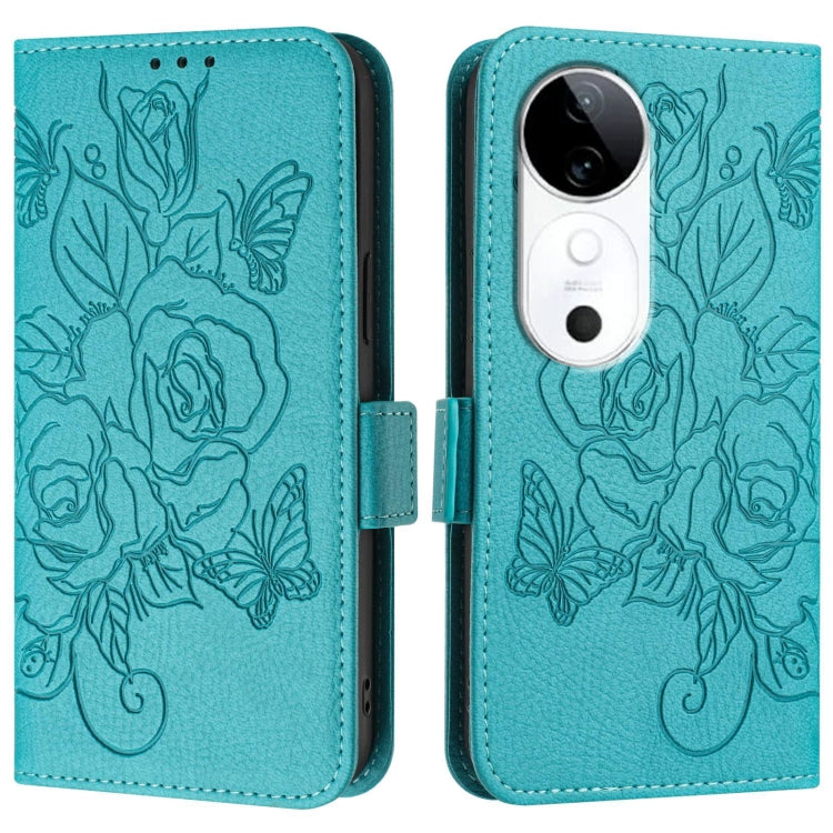 For vivo S19 Embossed Rose RFID Anti-theft Leather Phone Case