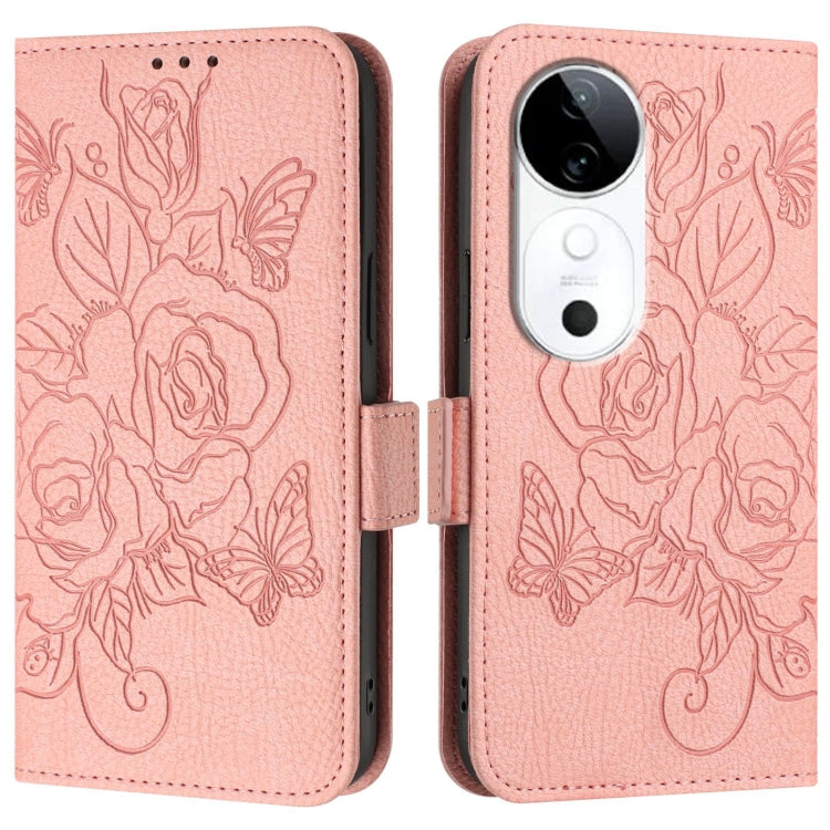 For vivo S19 Embossed Rose RFID Anti-theft Leather Phone Case