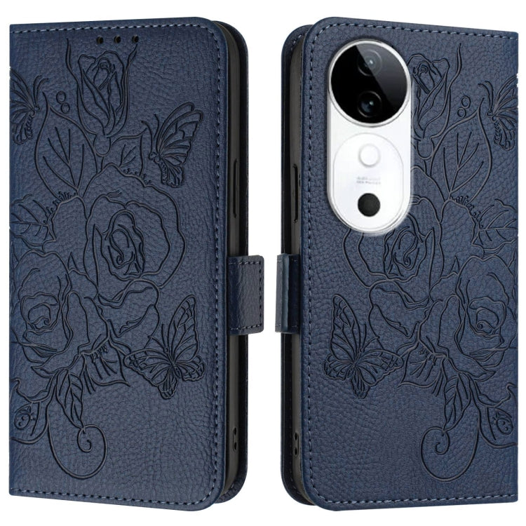 For vivo S19 Embossed Rose RFID Anti-theft Leather Phone Case