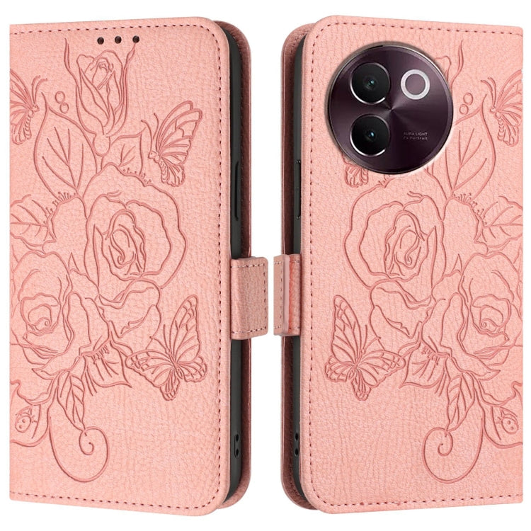 For vivo V30e Global Embossed Rose RFID Anti-theft Leather Phone Case