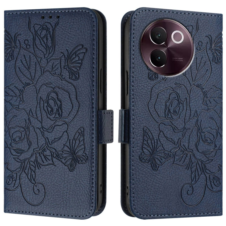 For vivo V30e Global Embossed Rose RFID Anti-theft Leather Phone Case