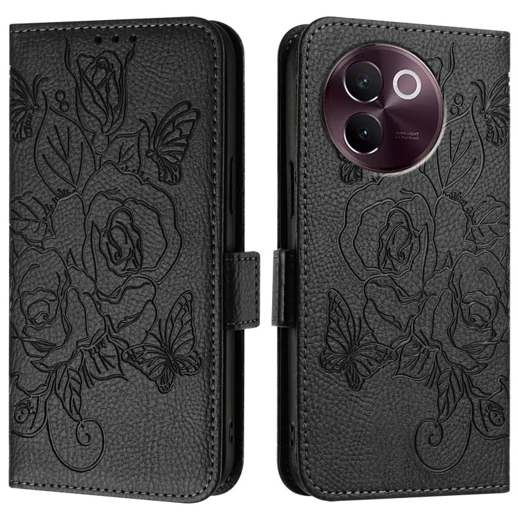 For vivo V30e Global Embossed Rose RFID Anti-theft Leather Phone Case