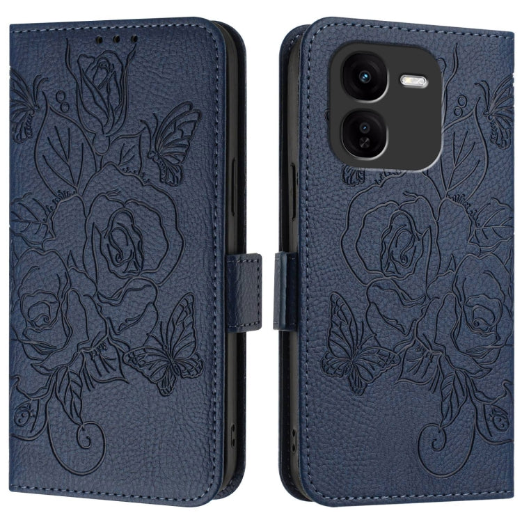For vivo iQOO Z9x Embossed Rose RFID Anti-theft Leather Phone Case