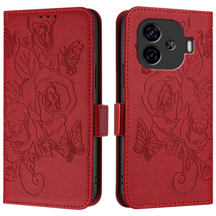 For vivo iQOO Z9 / iQOO Z9 Turbo Embossed Rose RFID Anti-theft Leather Phone Case