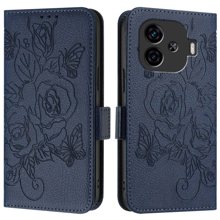 For vivo iQOO Z9 / iQOO Z9 Turbo Embossed Rose RFID Anti-theft Leather Phone Case