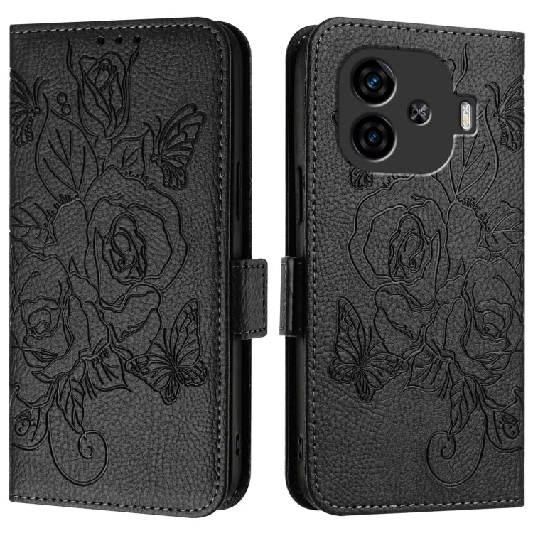 For vivo iQOO Z9 / iQOO Z9 Turbo Embossed Rose RFID Anti-theft Leather Phone Case