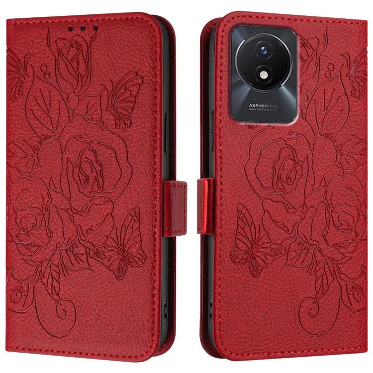 For vivo Y02 / Y02A / Y02t / Y11 2023 Embossed Rose RFID Anti-theft Leather Phone Case