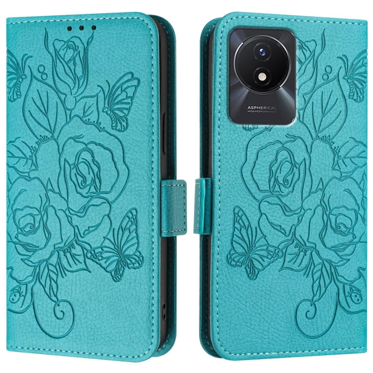 For vivo Y02 / Y02A / Y02t / Y11 2023 Embossed Rose RFID Anti-theft Leather Phone Case