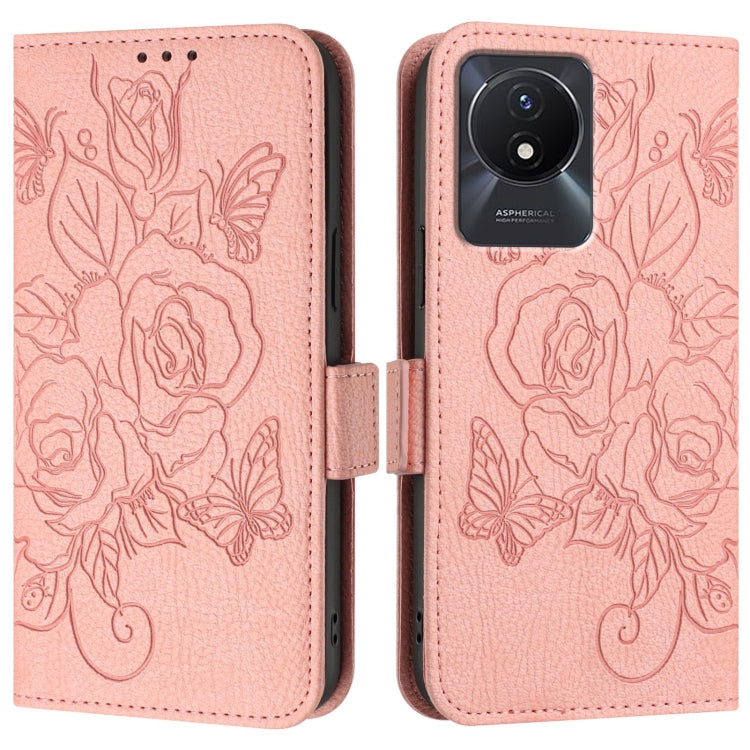 For vivo Y02 / Y02A / Y02t / Y11 2023 Embossed Rose RFID Anti-theft Leather Phone Case