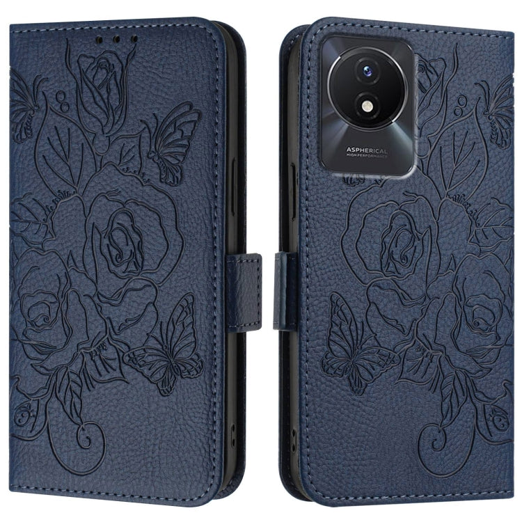 For vivo Y02 / Y02A / Y02t / Y11 2023 Embossed Rose RFID Anti-theft Leather Phone Case