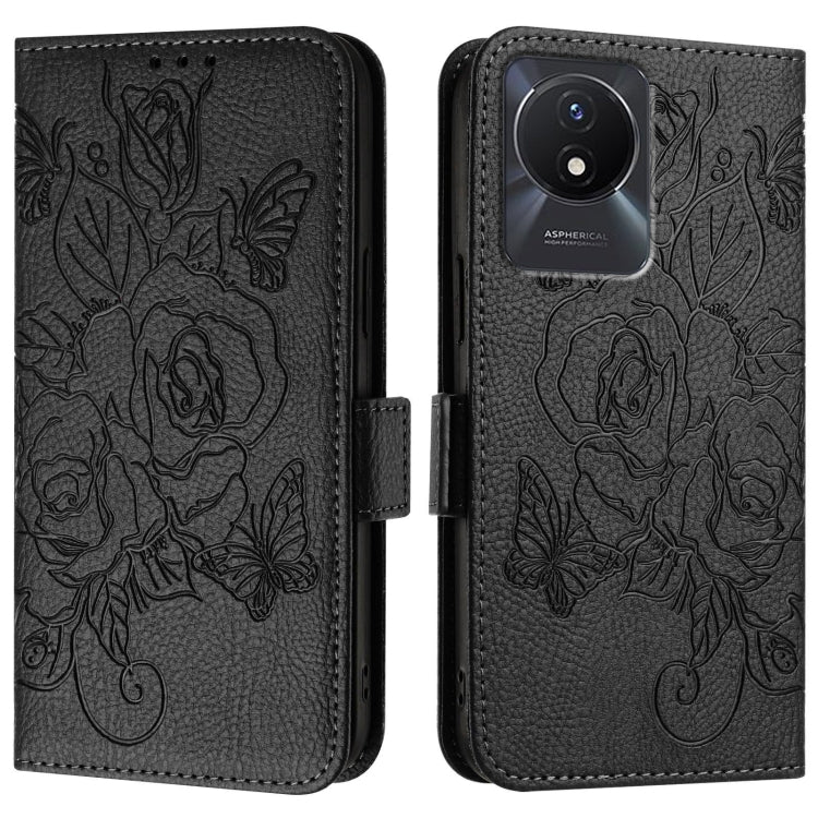 For vivo Y02 / Y02A / Y02t / Y11 2023 Embossed Rose RFID Anti-theft Leather Phone Case