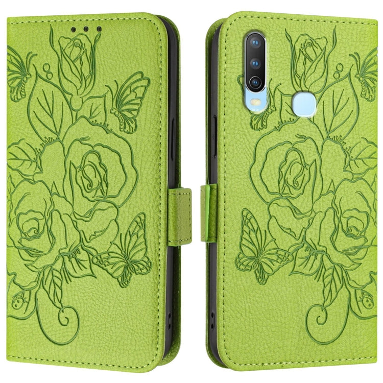 For vivo Y17 / Y15 / Y12 / Y11 Embossed Rose RFID Anti-theft Leather Phone Case