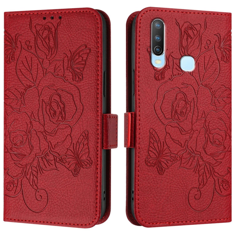 For vivo Y17 / Y15 / Y12 / Y11 Embossed Rose RFID Anti-theft Leather Phone Case