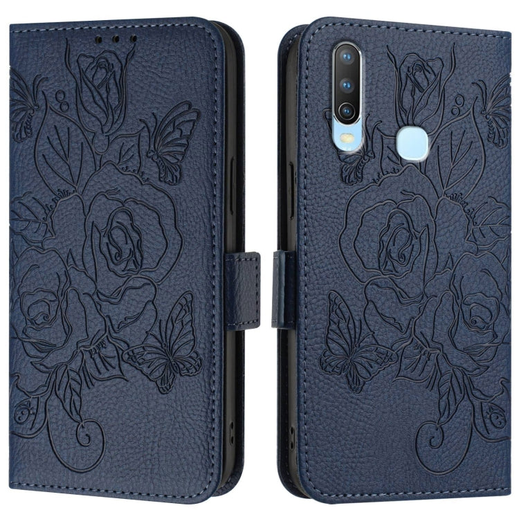 For vivo Y17 / Y15 / Y12 / Y11 Embossed Rose RFID Anti-theft Leather Phone Case