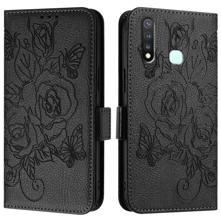 For vivo Y19 / U3 / Y5s / Z5i / U20 Embossed Rose RFID Anti-theft Leather Phone Case