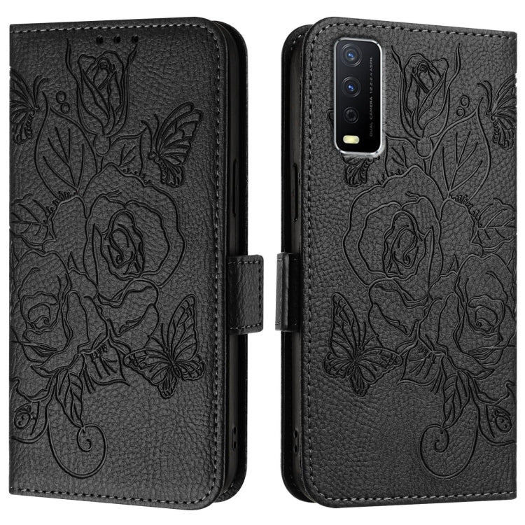 For vivo iQOO U1x / Y20a / Y20G Embossed Rose RFID Anti-theft Leather Phone Case
