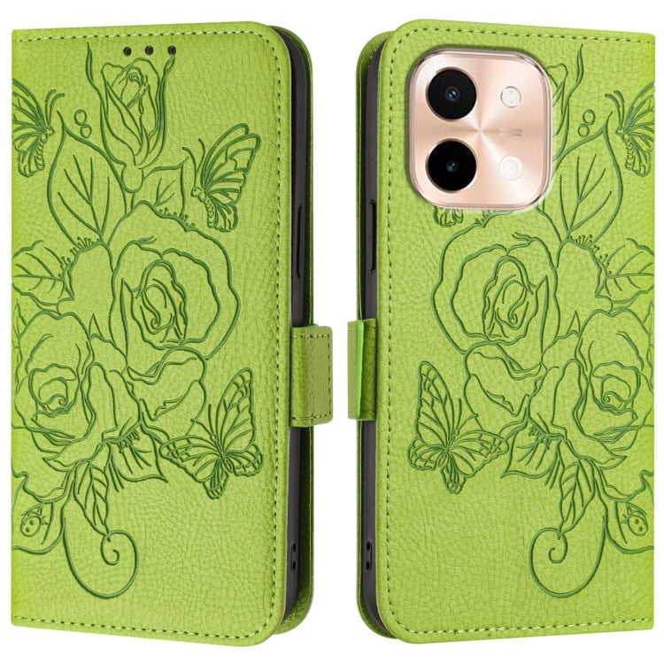 For vivo Y28 4G Embossed Rose RFID Anti-theft Leather Phone Case
