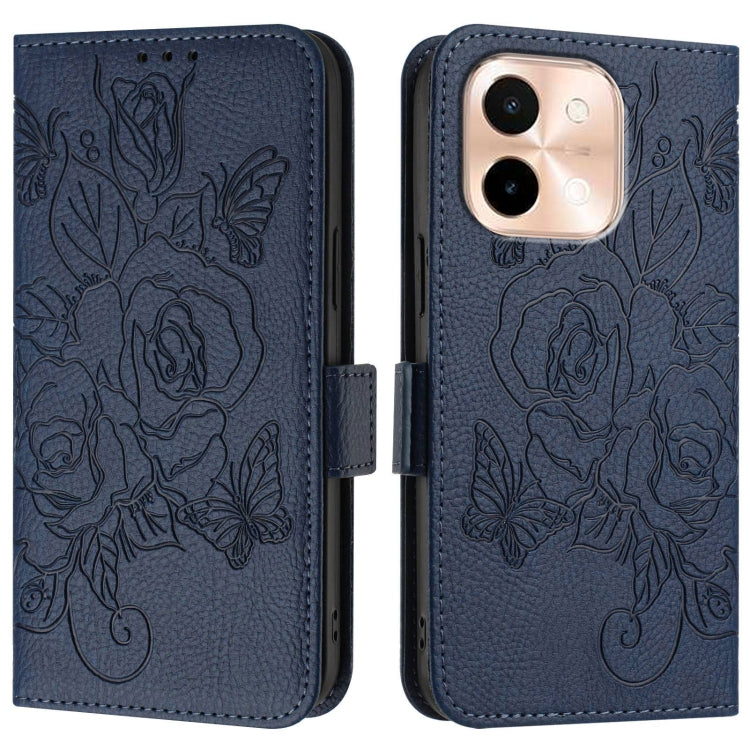 For vivo Y28 4G Embossed Rose RFID Anti-theft Leather Phone Case