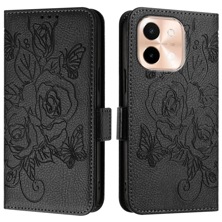 For vivo Y28 4G Embossed Rose RFID Anti-theft Leather Phone Case