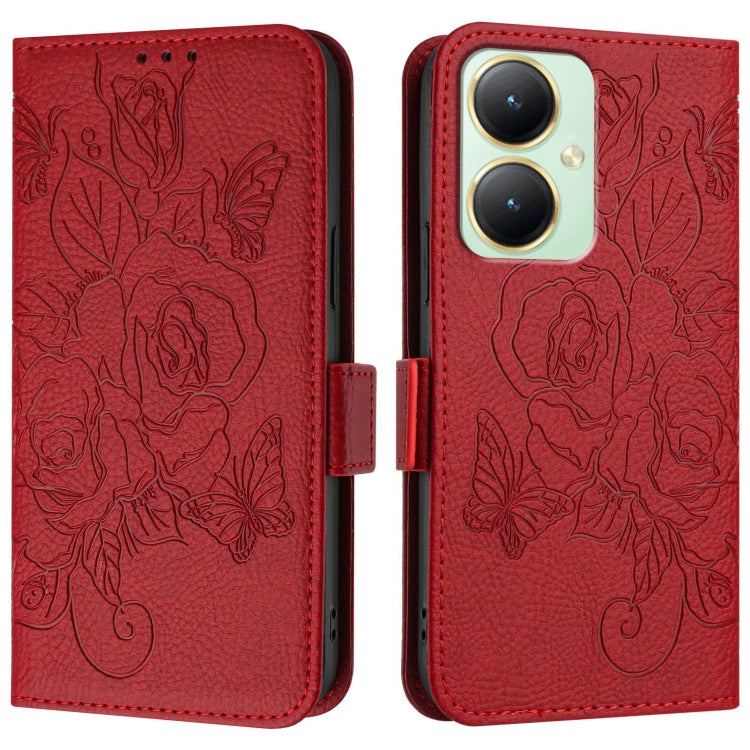 For vivo Y27 4G Global Embossed Rose RFID Anti-theft Leather Phone Case
